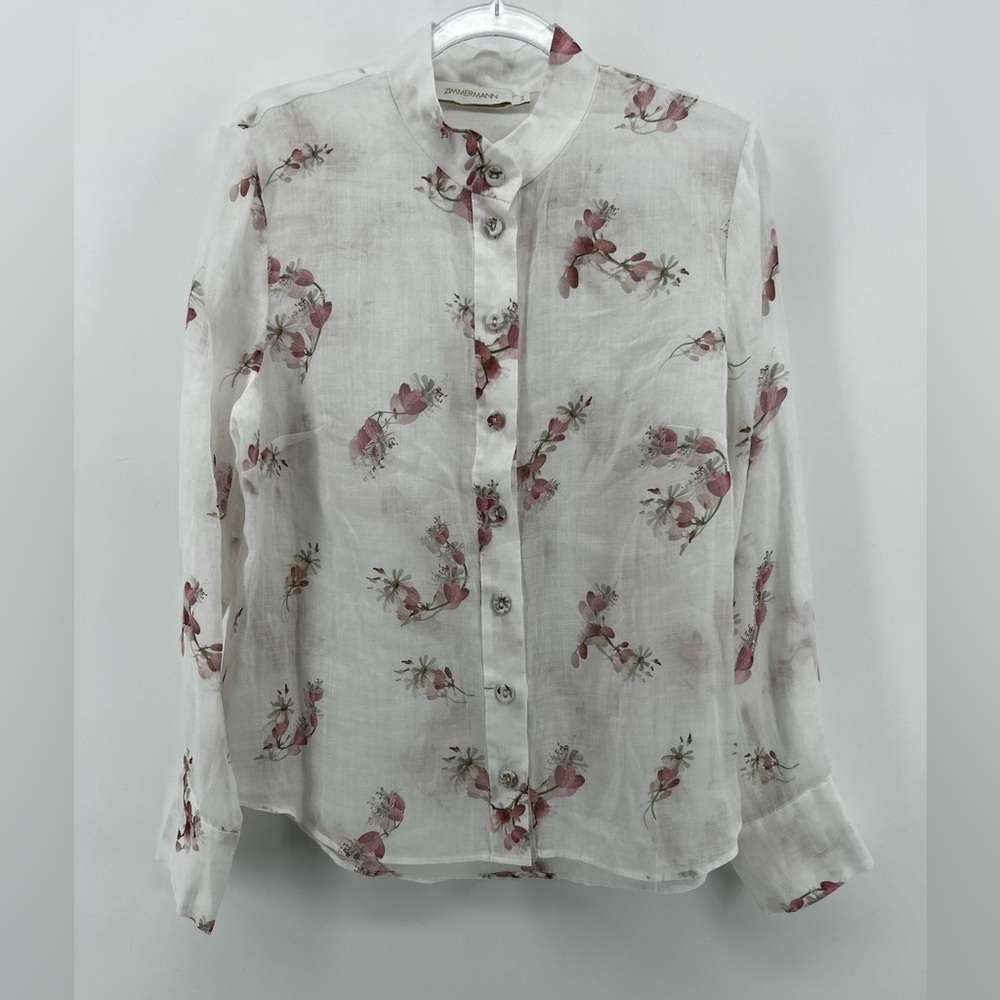 Zimmermann Dancer Floral Blouse size AU 2 No neck Tie Excellent Condition